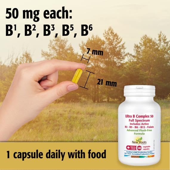 New Roots Herbal Ultra B Complex, Flush Free, 180 Capsules, 180 Day Supply