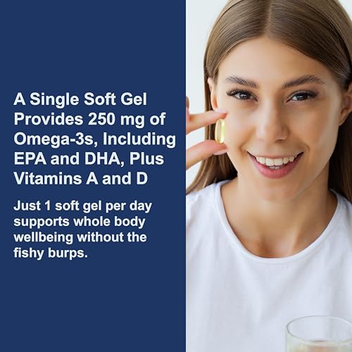 Carlson - Cod Liver Oil Gems, Super 1000 mg, 250 mg Omega-3s + Vitamins A & D3, Wild-Caught Norwegian Arctic Cod-Liver Oil, Sustainably Sourced