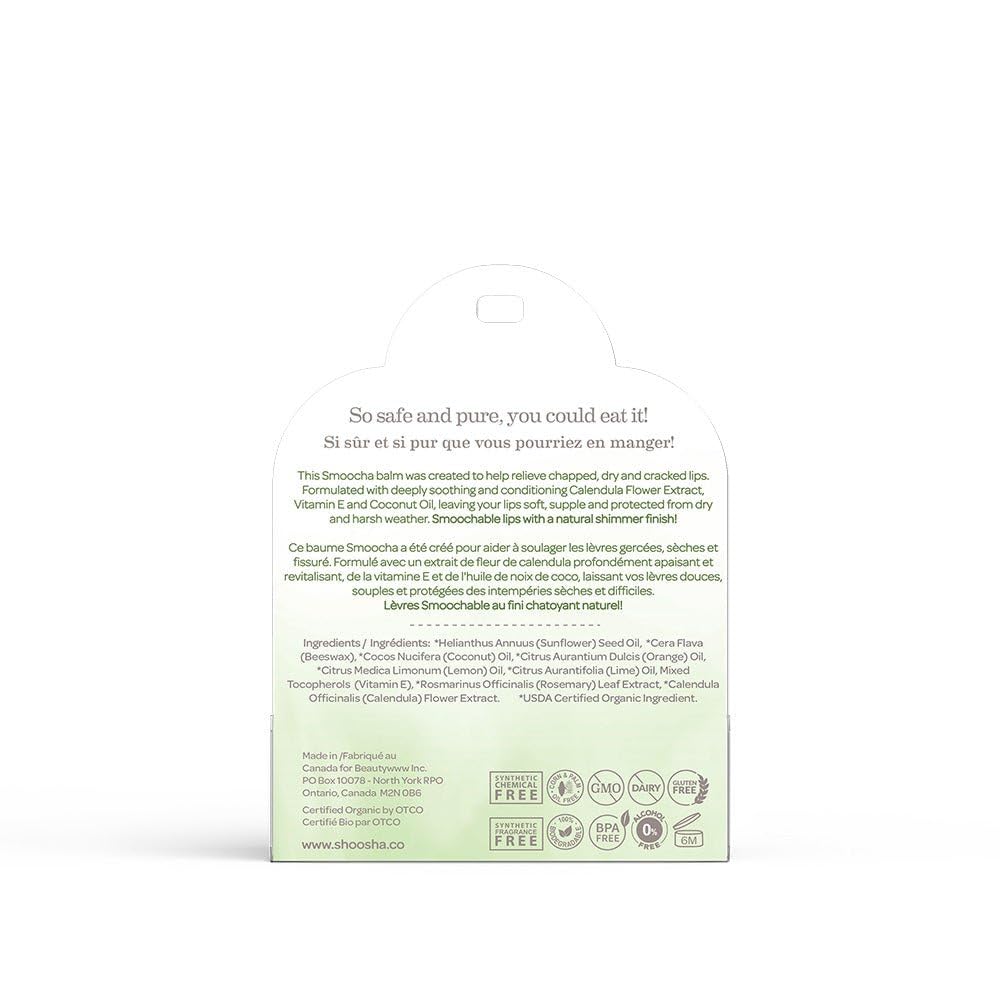 Shoosha Organic Smoocha Lip Balm, Citrus, USDA certification, 0.15 ounce