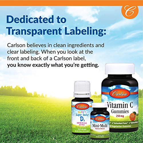 Carlson - Vitamin D3, 2500 IU (62.5 mcg), Cholecalciferol, Vitamin D Supplements, Vitamin D3 Soft Gels
