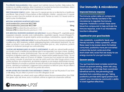 CanPrev Post-Biotik Immunobiotiques, 30 gélules végétales, approvisionnement de 30 jours - Postbiotique pour la santé intestinale - Soutien digestif et immunitaire - Enzymes pour supplément de digestion - Microbiome intestinal Lactobacillus Plantarum