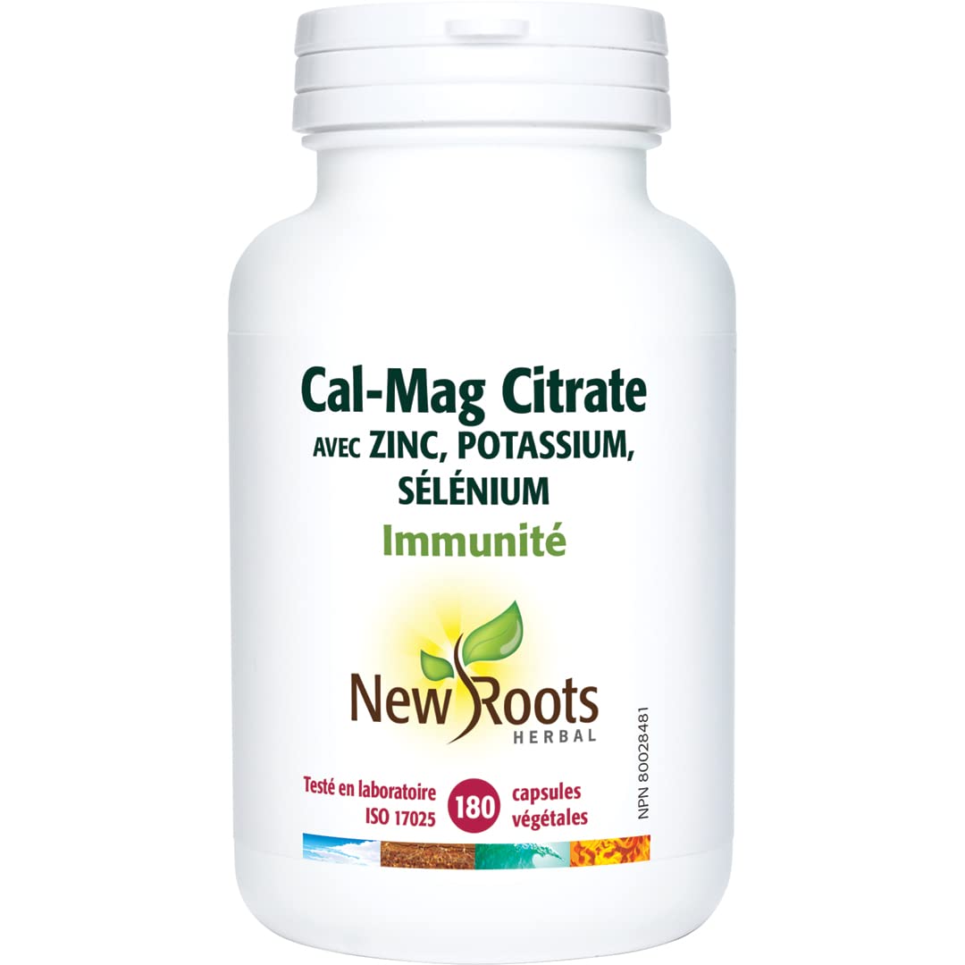 New Roots Herbal Cal-Mag Citrate, Calcium Magnesium, 180 Caps, 45 Days