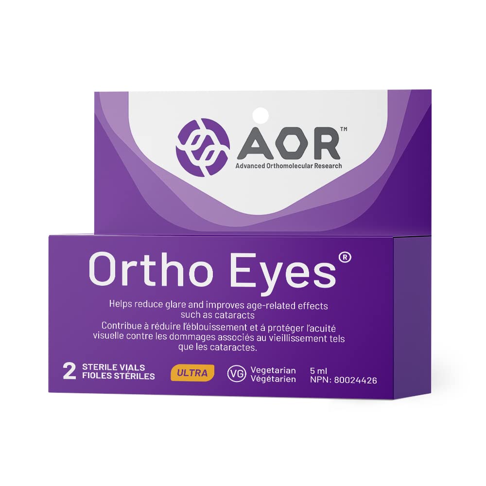AOR Ortho Eyes 2x5ml - Gouttes oculaires NAC N-Acétyl-Carnosine pour une vision claire, supplément oculaire pour la sensibilité à la lumière - Hydrate et rafraîchit les yeux secs, favorise la clarté visuelle et le confort oculaire