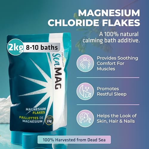 SeaMAG Magnesium Bath Salt, Alternative to Epsom Salt - 100% Pure & Natural Magnesium Flakes from The Dead Sea | High Absorption Flakes for Relaxation & Wellness