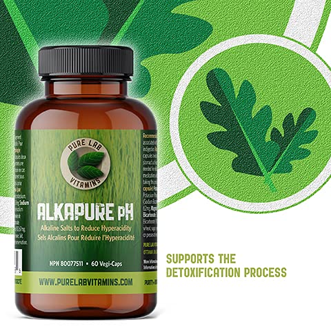 Pure Lab Vitamins - Alkapure pH 60 Vegetarian Caps | Balanced Alkaline Salts Antacid Supplement | Improve Body pH, Digestion Support, Calcium free