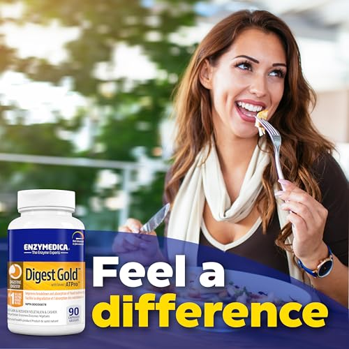Enzymedica - Digest Gold with ATPro, Vegan Capsules - Digestive Enzyme Blend, Support Comfortable Digestion, Reduce Occasional Bloating, Enhance Nutrient Breakdown, Dairy-Free