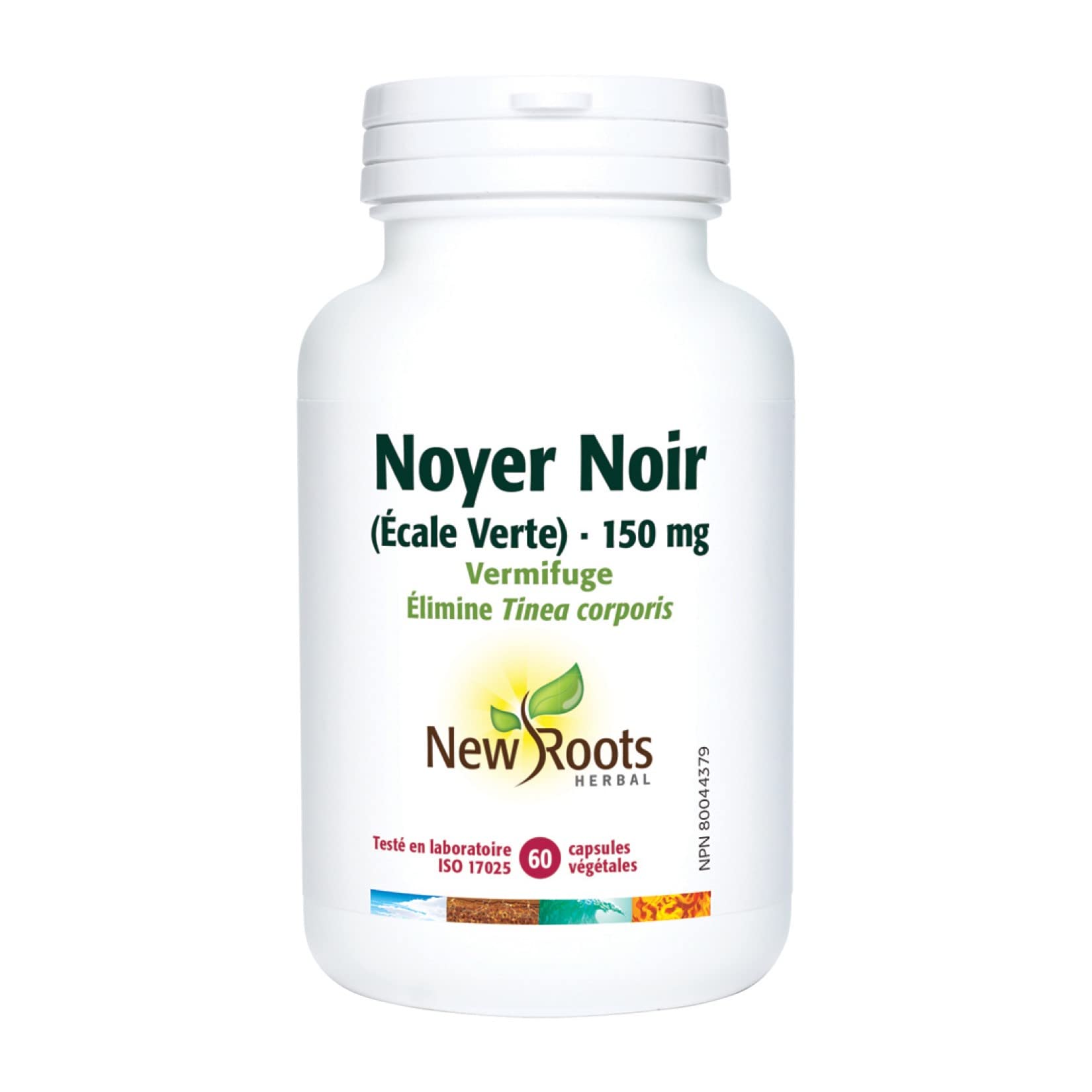 New Roots Herbal - Brou de Noyer Noir, 150 mg 60 Capsules - Vermifuge Élimine la Teigne du Corps - Juglans Nigra pour les Vers Intestinaux et Éliminer la Teigne - Sans Gluten