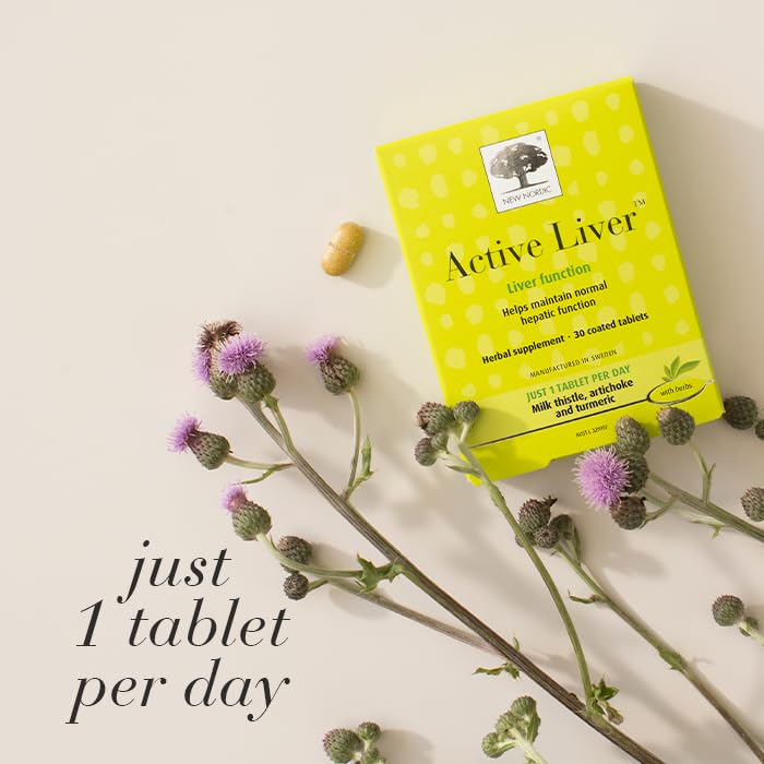 New Nordic Active Liver Vegan Tablets, Plant-Based Liver Support with Milk Thistle, Artichoke & Turmeric for Enhanced Daily Vitality