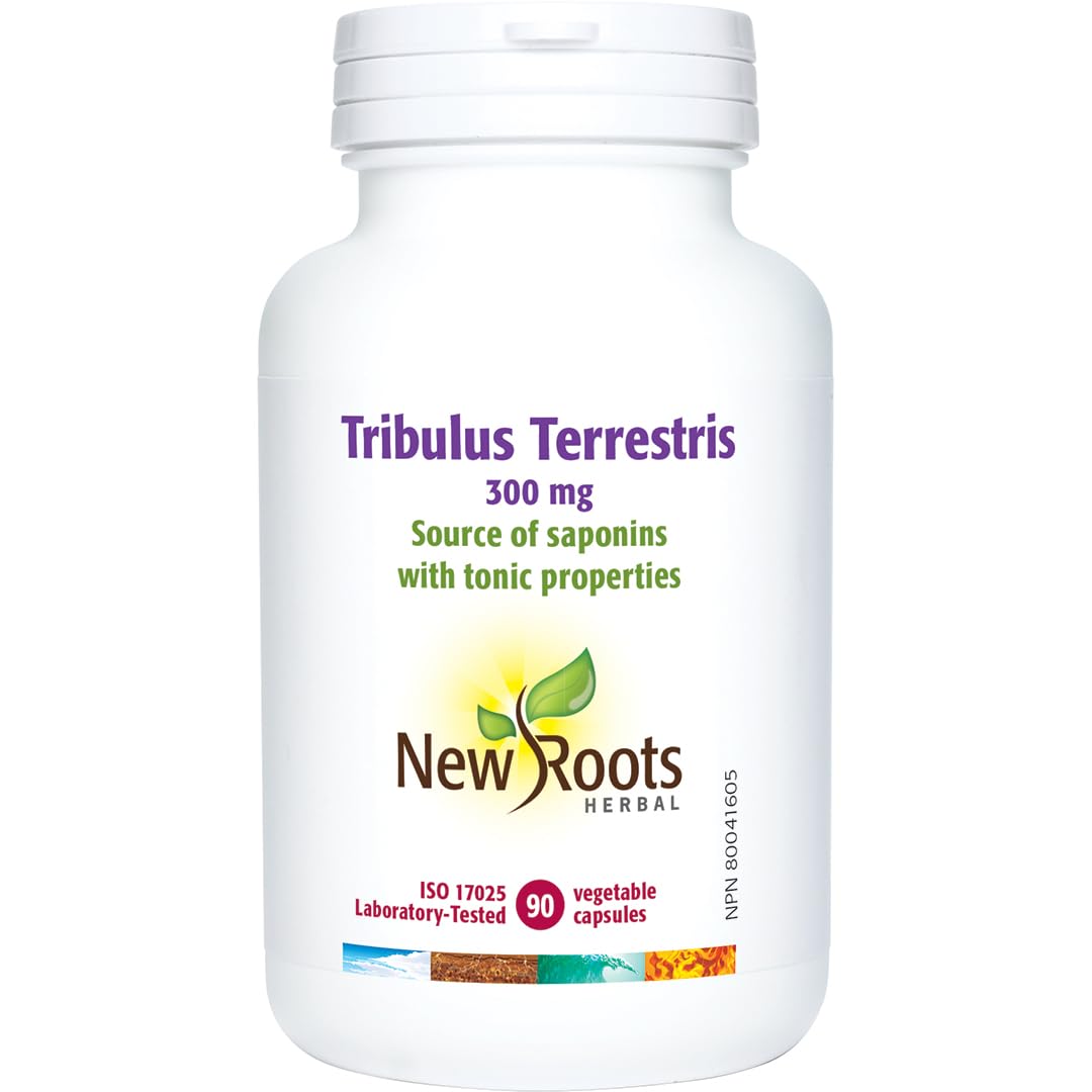 New Roots Herbal Tribulus Terrestris 300 mg, 90 capsules, approvisionnement de 30 jours - Source de saponines aux propriétés toniques, supplément sans stimulant pour hommes, soutient l'énergie, la vitalité et la performance, sans OGM