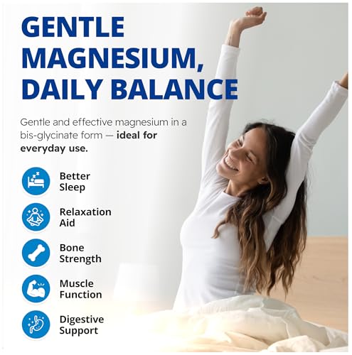 CanPrev - Bisglycinate de magnésium pur 200mg (Doux) | Supplément complexe de chélate élémentaire | Idéal pour les os, les articulations, la digestion, la constipation et un meilleur sommeil | Végétalien