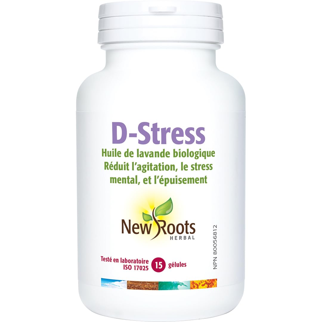 New Roots Herbal D-Stress Organic Lavender Oil, Hexane Free, 15 Softgels