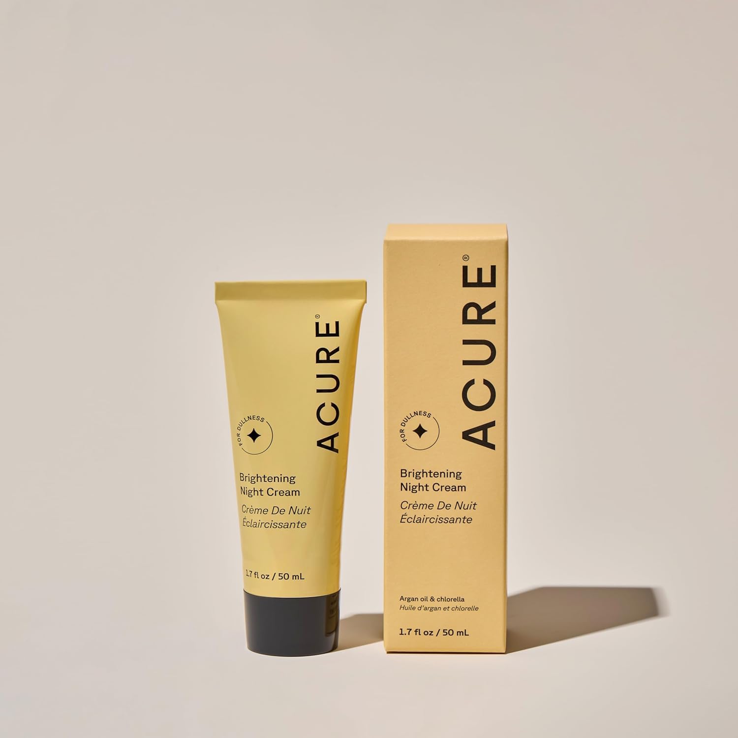 Acure Brightening Night Cream - Radiance Boosting Night Face Cream for Women & Men, Hydrating & Revitalizing Moisturizer for Uneven Skin Tone & Dullness w/Chlorella, Echinacea & Argan Oil, 50ml