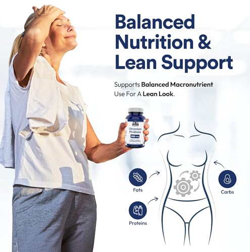 Chromium Picolinate 500mcg - Glucose and Blood Sugar Support Supplement - Muscle Mass and Metabolism Support - An alternative to berberine - 3rd Party Tested - Formulated & Made in Canada