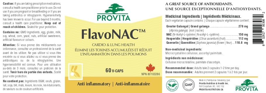 FlavoNAC Formule Santé Pulmonaire - Soutien Respiratoire (60 gélules)
