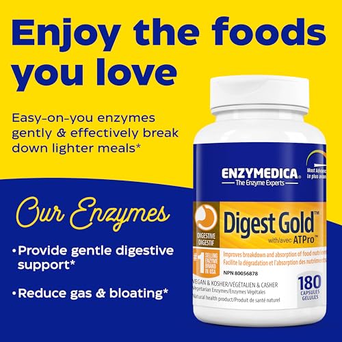 Enzymedica - Digest Gold with ATPro, Vegan Capsules - Digestive Enzyme Blend, Support Comfortable Digestion, Reduce Occasional Bloating, Enhance Nutrient Breakdown, Dairy-Free