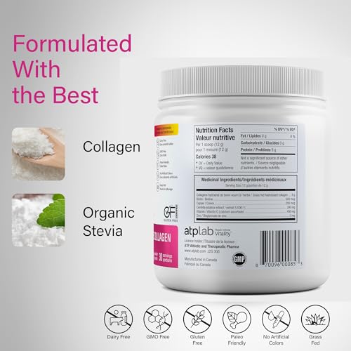 ATP LAB - Total Radiance Collagène 360g - Poudre de protéines de collagène pour femmes - Pour la peau, les cheveux et les ongles - Suppléments de collagène pour femmes