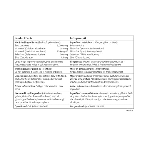 Carlson - ACES + Zn, Vitamines A, C, E + Sélénium & Zinc, Multivitamine avec Zinc, Multivitamine Sélénium, Antioxydant