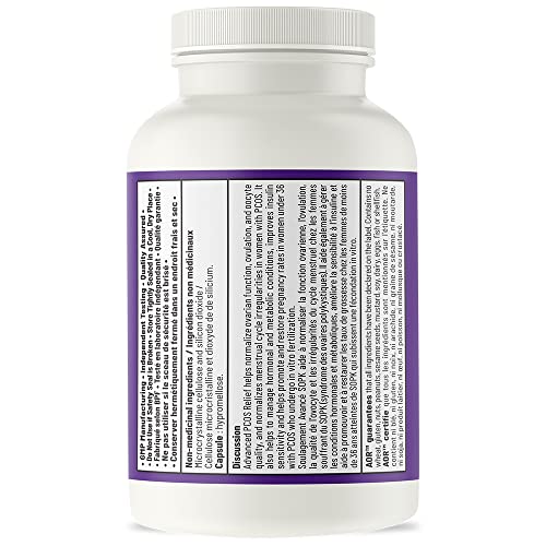 AOR - Advanced PCOS Support, 120 gélules (approvisionnement de 30 jours) - Supplément de Myo-Inositol et D-Chiro Inositol pour femmes - Favorise la santé ovarienne et l'équilibre du cycle menstruel - Formule SOPK pour femmes - Végane et sans OGM