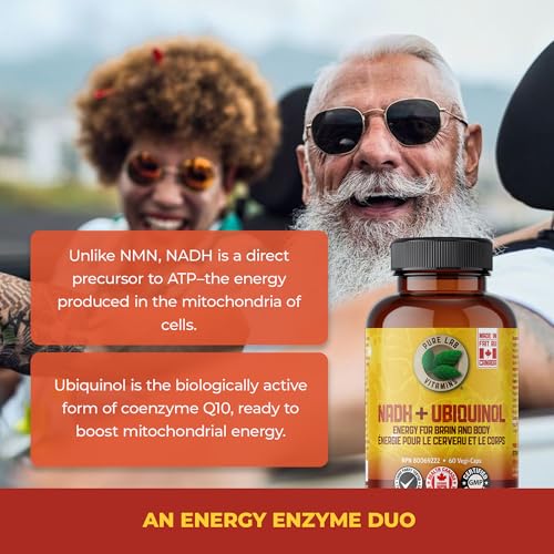 Pure Lab Vitamins | NADH Nicotinamide Adénine Dinucléotide + CoQ10 Ubiquinol