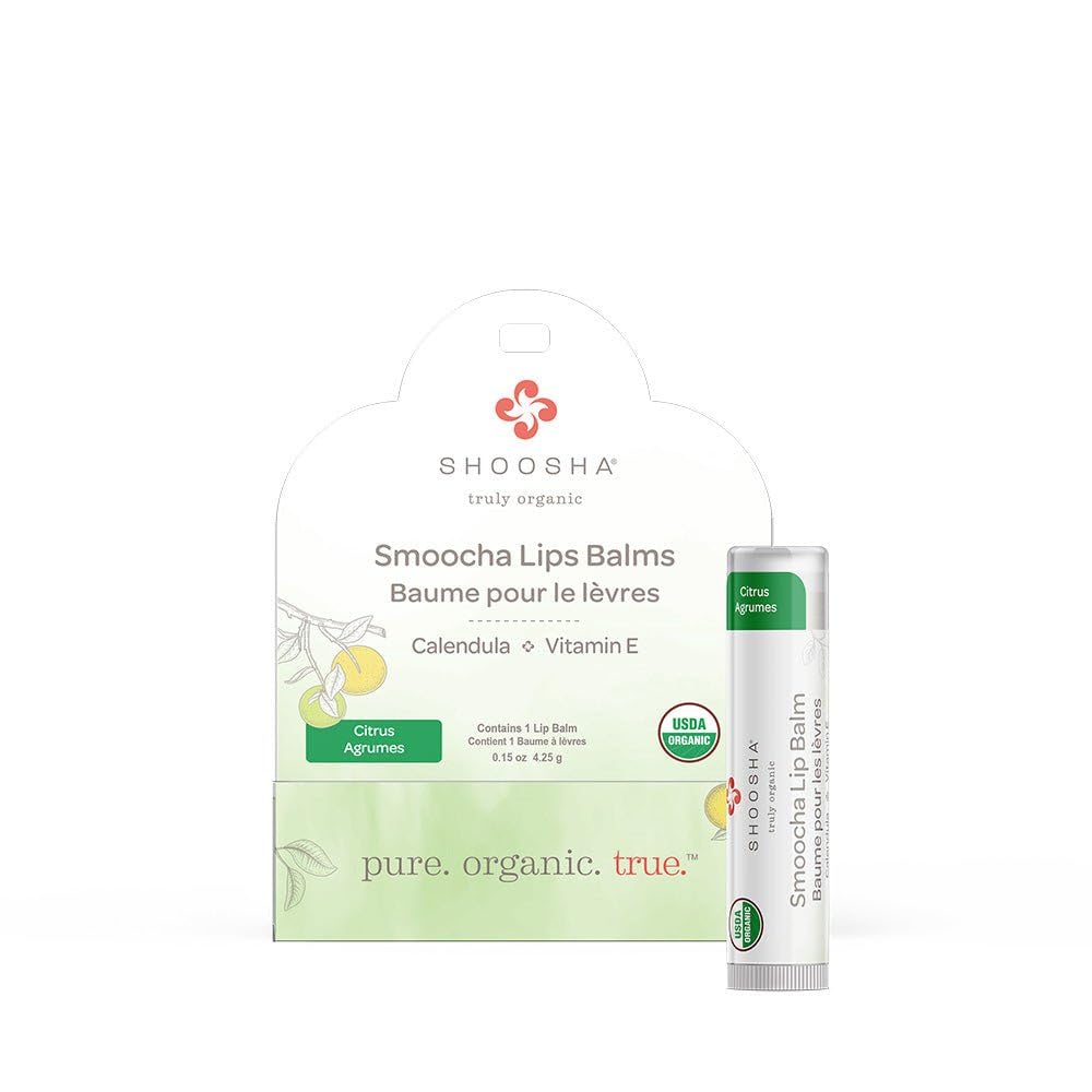 Shoosha Organic Smoocha Lip Balm, Citrus, USDA certification, 0.15 ounce