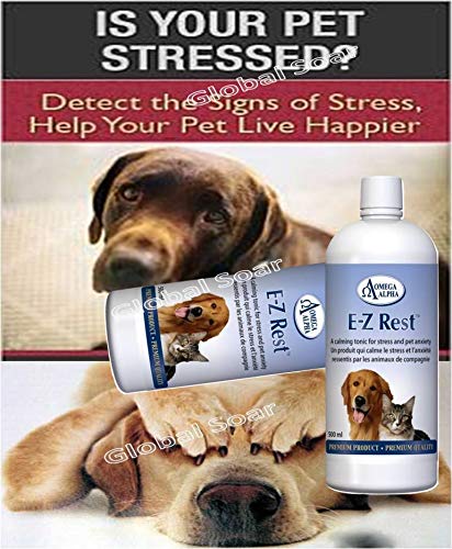 Favorise et Améliore le Comportement Relaxé des Animaux/Tonique Apaisant pour le Stress et l'Anxiété des Animaux - Omega Alpha E-Z Rest - 500ml