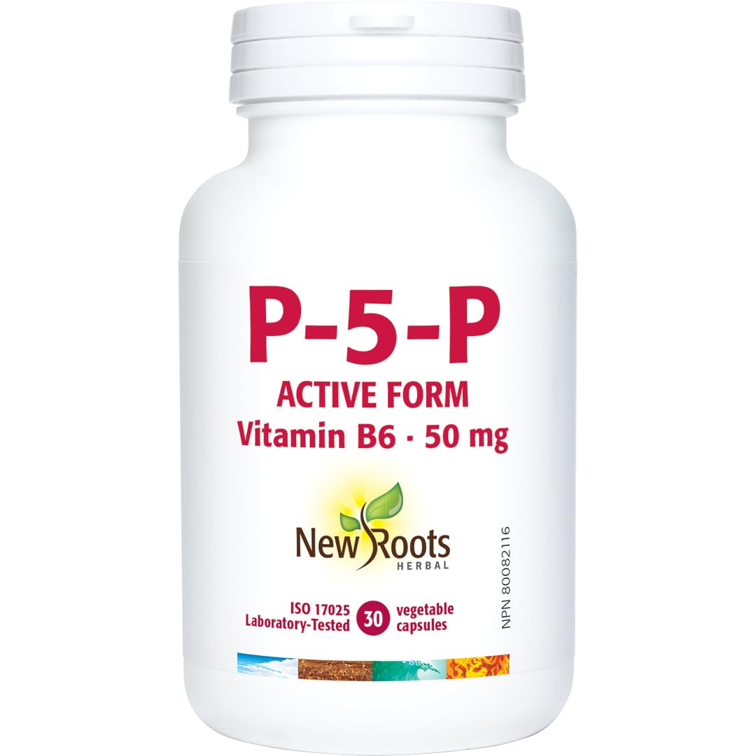 New Roots Herbal P-5-P Vitamin B6 50mg Capsules, Active Form, 30 Day Supply