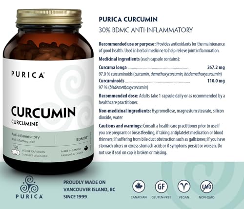 PURICA - Curcumin - Force supplémentaire - 30% BDMC - Vitamines pour la peau, Suppléments pour la santé du cerveau