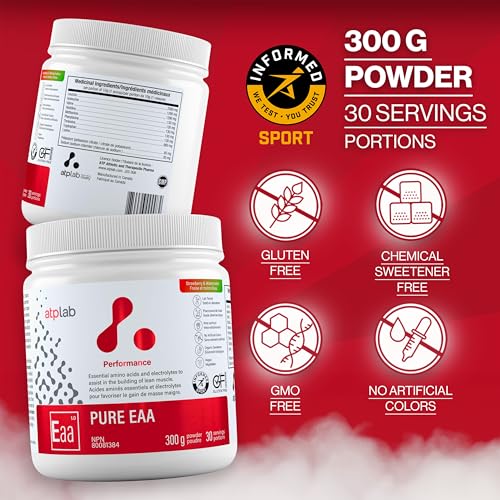 ATP LAB - Pure EAA en Poudre 300g (Saveur Framboise) - Supplément EAA - Poudre d'Acides Aminés Essentiels - Développement Musculaire - Récupération Musculaire