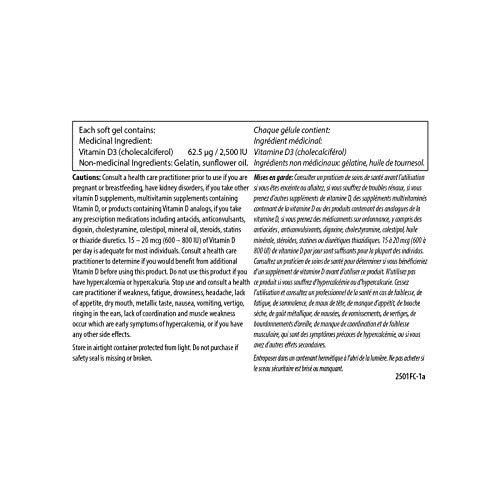 Carlson - Vitamin D3, 2500 IU (62.5 mcg), Cholecalciferol, Vitamin D Supplements, Vitamin D3 Soft Gels