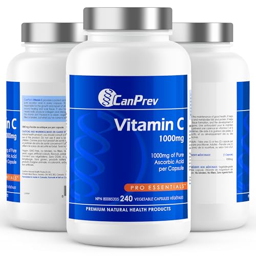 CanPrev Vitamin C 1000mg 240 Veg Caps 240-Day Supply, Daily Antioxidant Support, Helps Maintain Strong Bones, Teeth & Gum, Pure Ascorbic Acid, Gentle on Digestion - Vegan, Gluten, Dairy and Soy Free