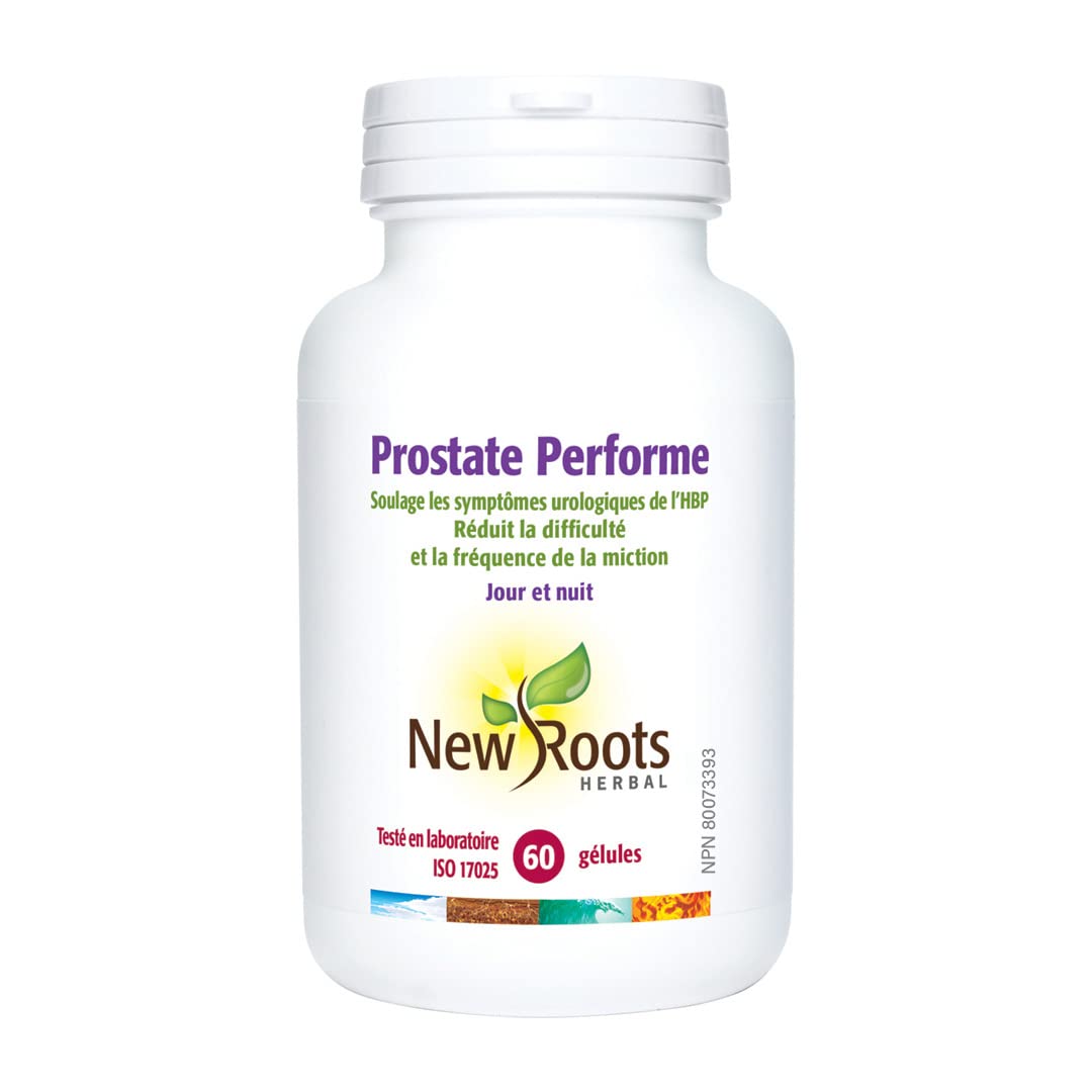 New Roots Herbal Prostate Perform, 60 gélules, cure de 30 jours – Enrichi en bêta-sitostérol, palmier nain, lycopène, ortie dioïque et vitamine E – Soutien du bien-être de la prostate et de la fonction urinaire