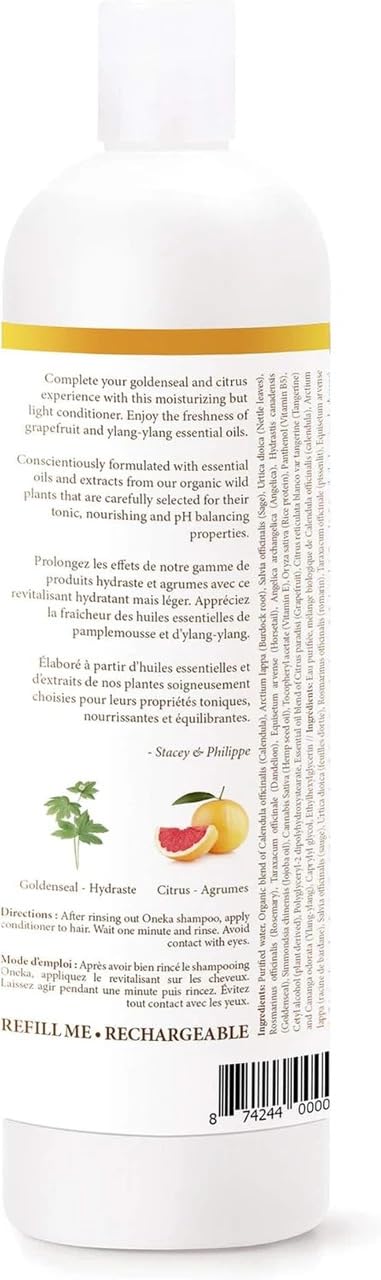 Oneka Goldenseal & Citrus Conditioner, All Hair Types, Canadian Made, 500ml