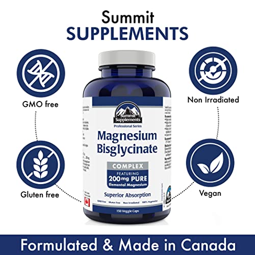 Proudly Canadian Magnesium Biglycinate 200mg - Advanced Muscle Support Formula - Bisglycinate Blend for Men and Women's Vitality, Bone Strength, and Cardiovascular Wellness