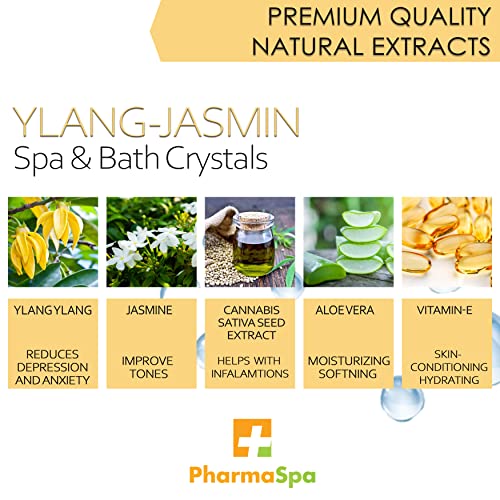 Sels de bain et cristaux de spa aux graines de chanvre et extraits entièrement naturels – 385 g/13 oz – Sel de bain Epsom pour l'aromathérapie et la relaxation dans les bains à remous – Sans gluten, sans parabènes, non testé sur les animaux