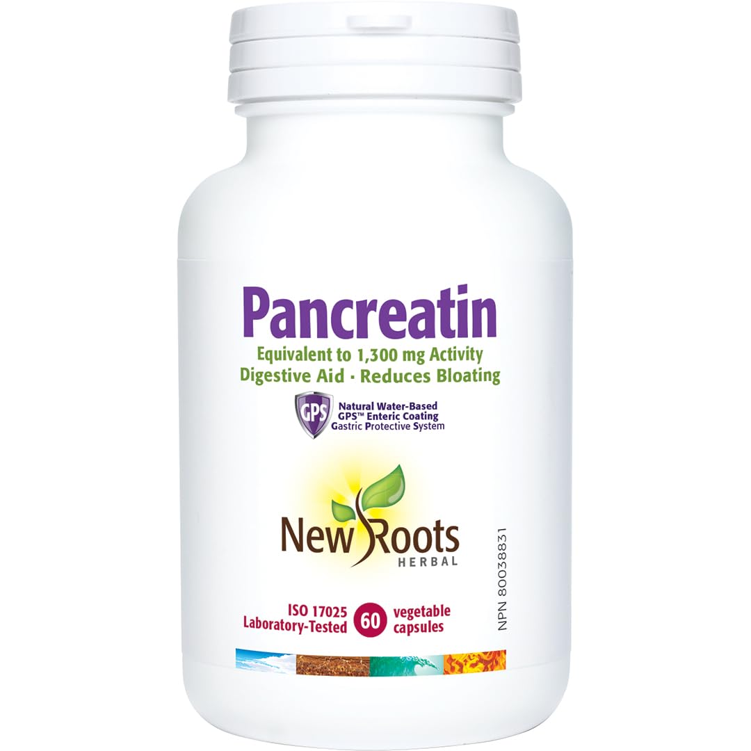 New Roots Herbal Pancreatin, 1,300 mg Activity, 60 Capsules, 30-Day Supply