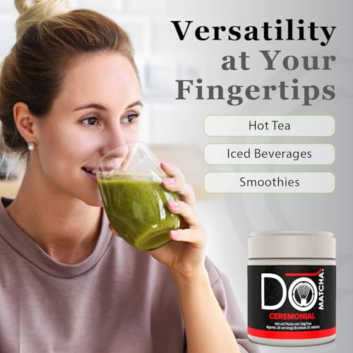 Poudre de Matcha Cérémonial DoMatcha, Thé Vert Japonais d'Uji – Goût Doux et Sucré, Riche en L-Théanine pour le Calme et la Concentration – Idéal pour les Lattes et les Rituels Quotidiens, Certifié Casher