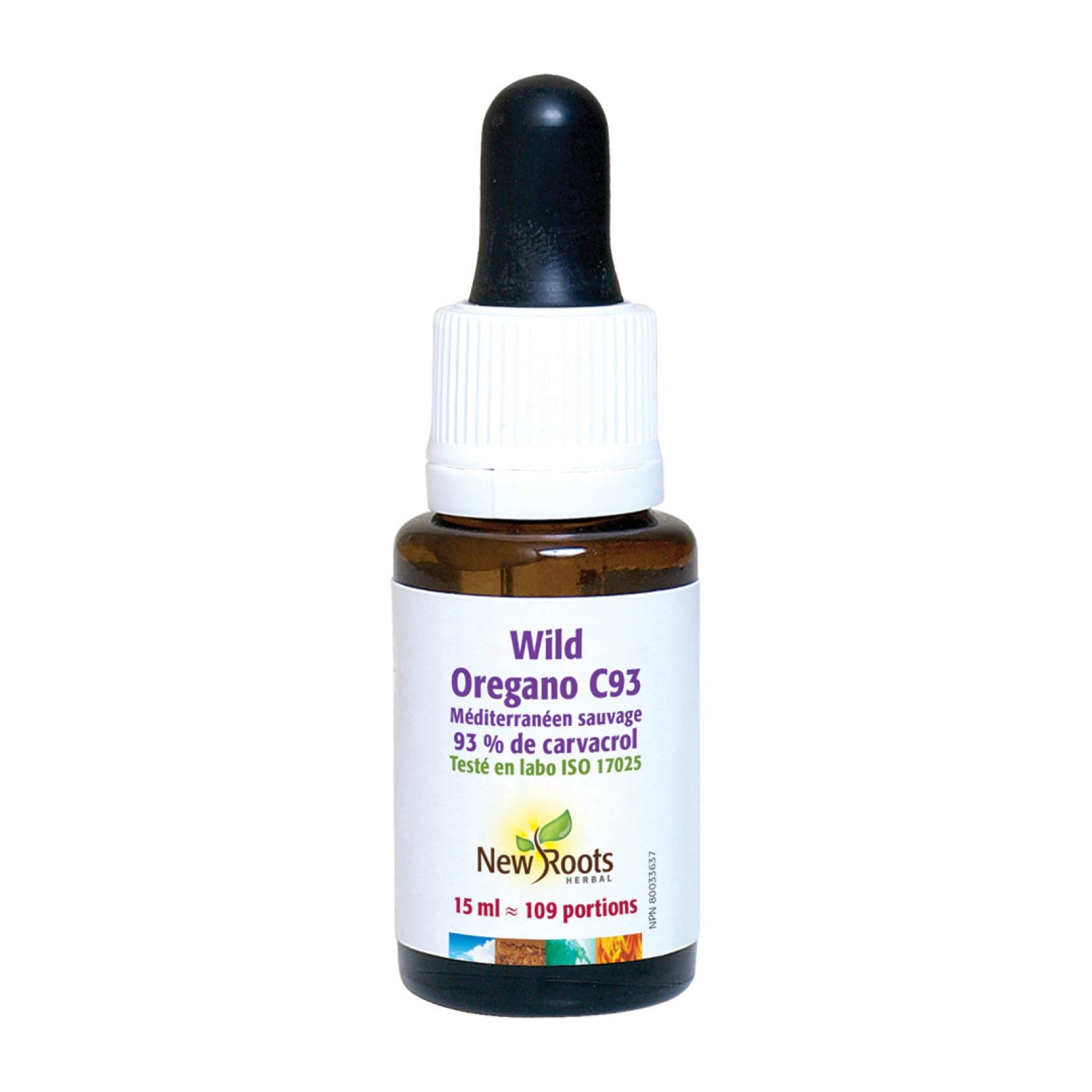 New Roots Herbal - Wild Oregano C93, 15ml Liquid Drops 109-Servings - Wild Mediterranean 93% Carvacrol - Organic Olive Oil Blend - Steam-Distilled, Wild-Crafted Oregano Oil from Origanum Minutiflorum