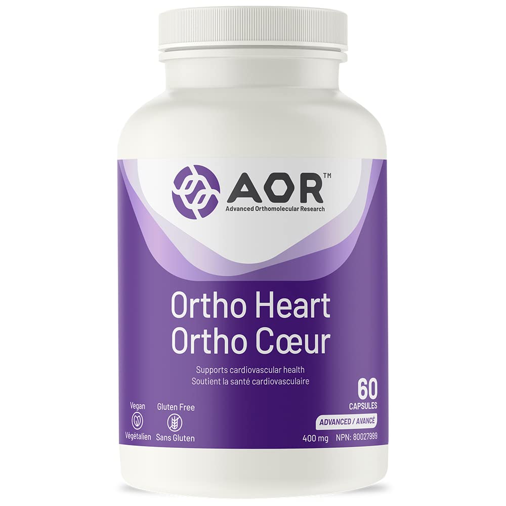 AOR Ortho Heart 400mg 60 Caps 30-Day Supply - Cardiovascular Support with Garlic, L-Theanine & Vitamin C, Circulatory Health, Support Balanced Lipid Level for Overall Heart Health, Gluten-Free & Vegan