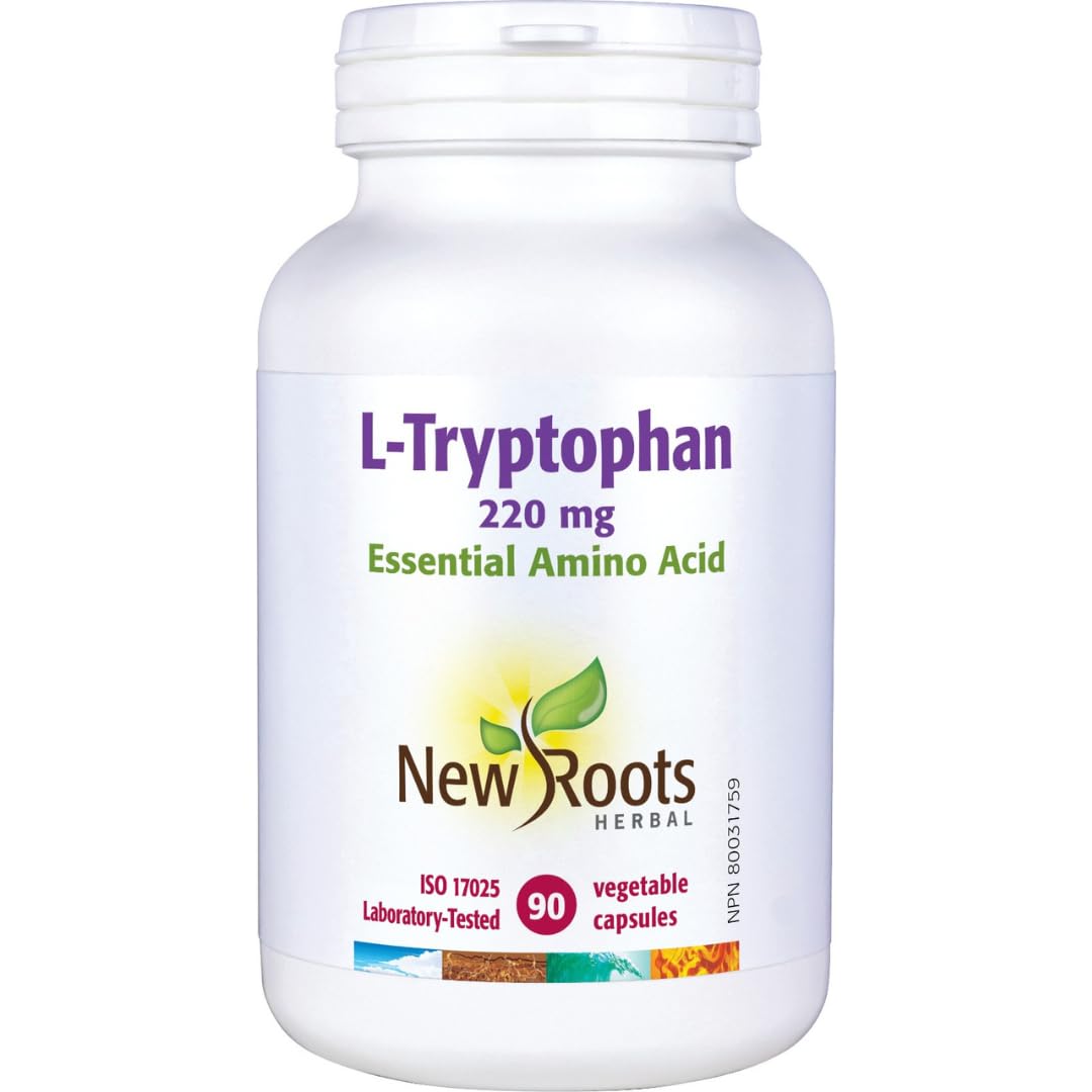New Roots Herbal - L-Tryptophane 220mg, 90 gélules - Source d'un acide aminé essentiel pour le maintien d'une bonne santé