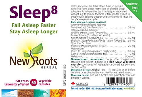 New Roots Herbal - Sommeil8-120 gélules - Endormez-vous plus vite Restez endormi plus longtemps