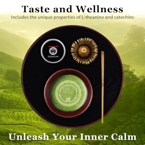 Poudre de Matcha Cérémonial DoMatcha, Thé Vert Japonais d'Uji – Goût Doux et Sucré, Riche en L-Théanine pour le Calme et la Concentration – Idéal pour les Lattes et les Rituels Quotidiens, Certifié Casher
