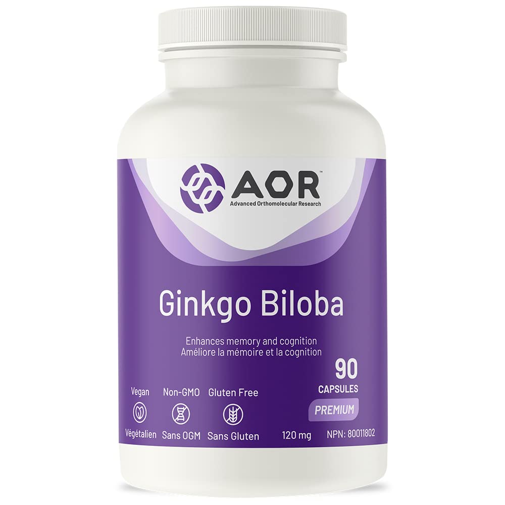 AOR Ginkgo Biloba 120 mg 90 gélules – Approvisionnement de 90 jours – Extrait de Ginkgo Biloba pour le soutien cognitif – Clarté mentale, concentration améliorée et performances cérébrales – Sans OGM, végétalien, supplément antioxydant pour la vitalité