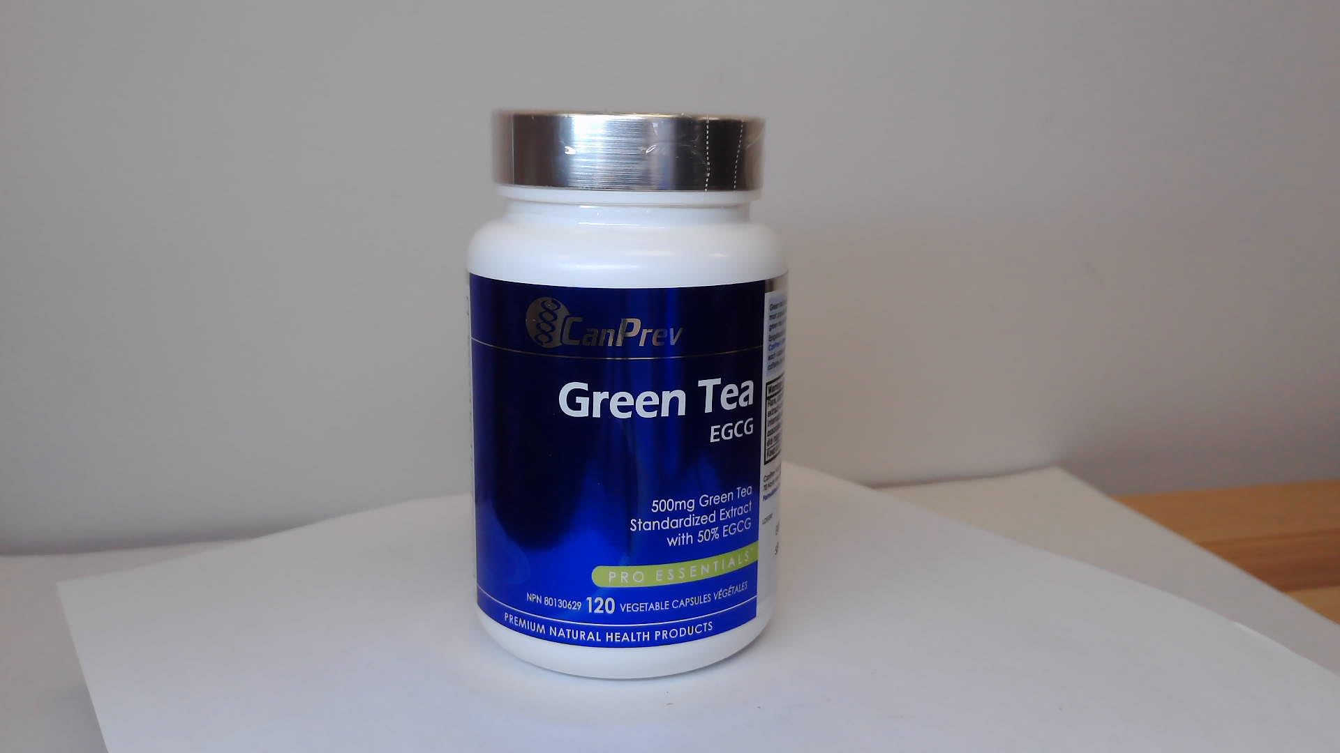 CanPrev Thé vert 120 capsules végétales Approvisionnement de 4 mois, extrait de thé vert 500 mg avec EGCG, favorise le métabolisme, la santé cardiovasculaire, la fonction cognitive et le bien-être digestif, végétalien sans OGM, formule antioxydante