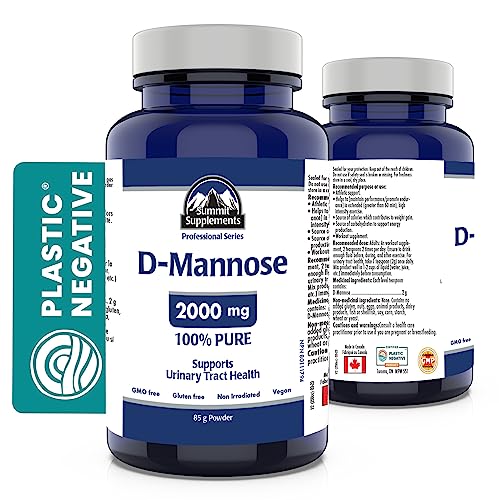 Poudre de D-Mannose pour les infections urinaires (santé des voies urinaires), fièrement canadienne et à impact plastique négatif.