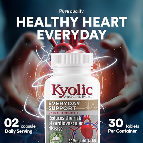 Extrait d'ail vieilli inodore Kyolic - Force optimale 1000 mg - Supplément cardiovasculaire - Santé cardiovasculaire Kyolic - Supplément à base d'extrait d'ail