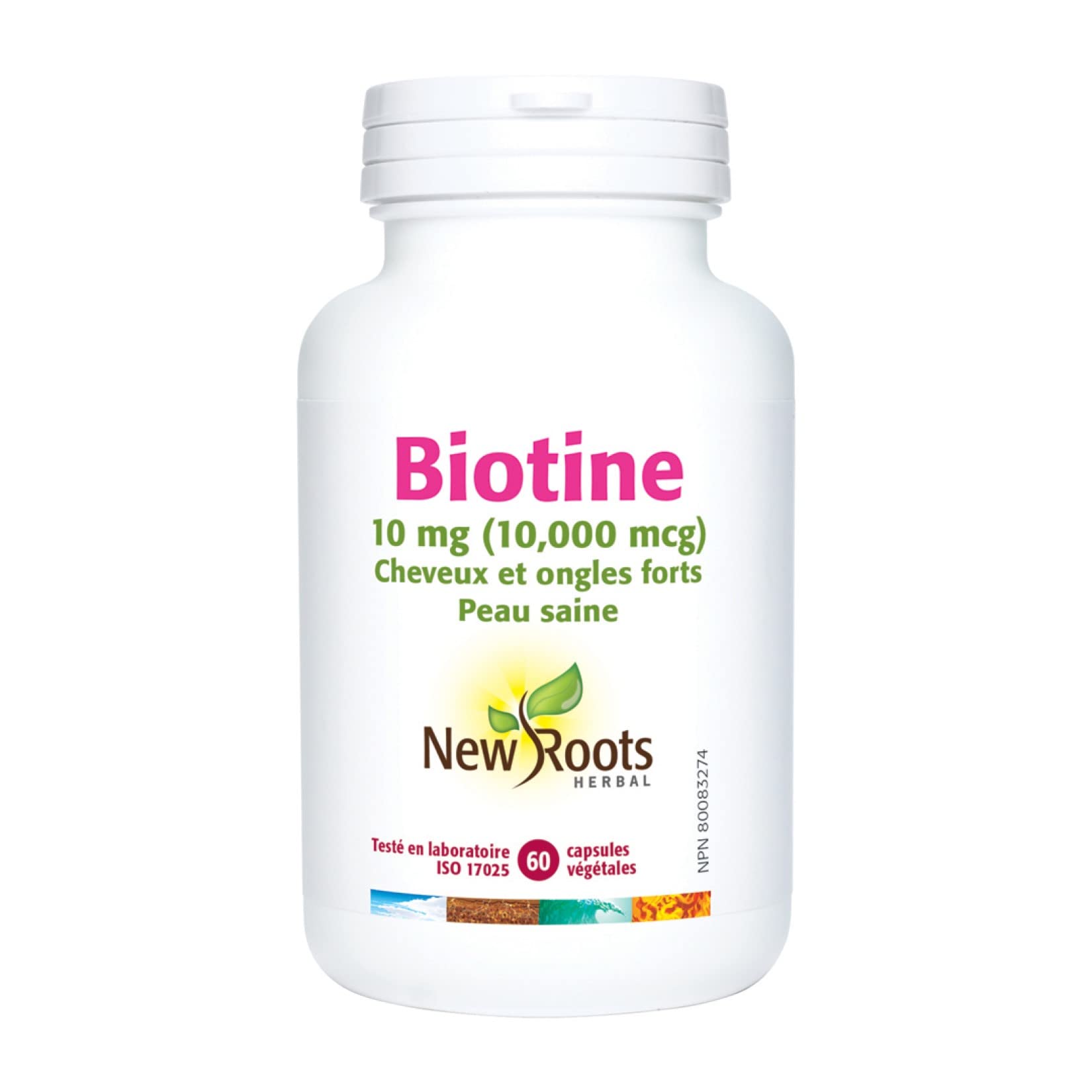 New Roots Herbal Biotin 10mg 60 Veg Caps 60-Day Supply - Nourishing Formula for Hair, Skin and Nails - Pure 10000mcg Biotin Supplement, Help Hair Texture, Strengthen Nails & Vibrant Skin, Non-GMO