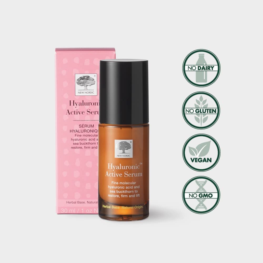 New Nordic Hyaluronic Active Serum, Fragrance Free & Vegan, 30 ml, 2 Pack