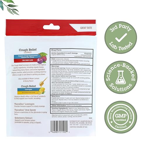 Quantum Health - Pastilles Bio Toux & Gorge Cerise Griotte sachet de 18