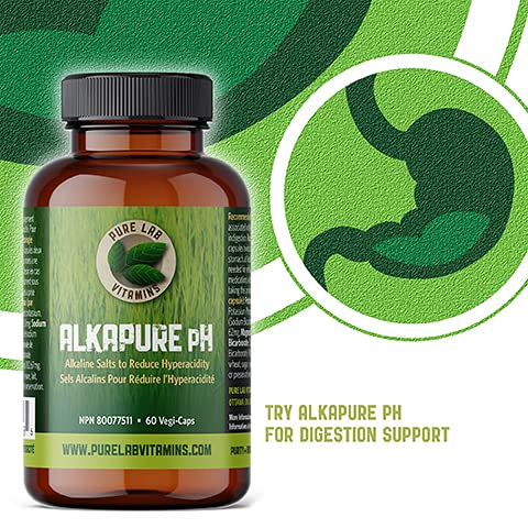 Pure Lab Vitamins - Alkapure pH 60 Vegetarian Caps | Balanced Alkaline Salts Antacid Supplement | Improve Body pH, Digestion Support, Calcium free