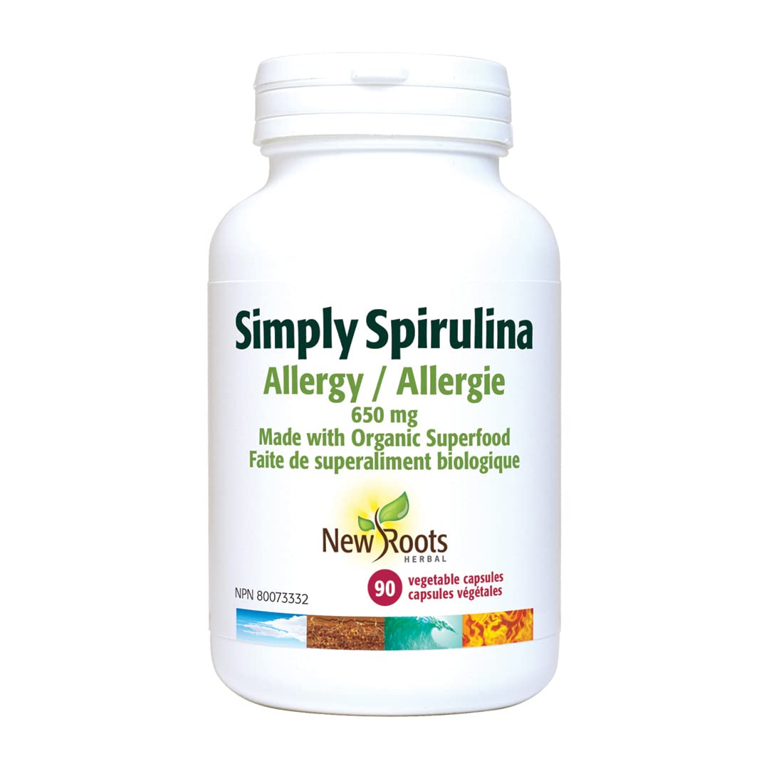 New Roots Herbal Spirulina Capsules, Source of Antioxidants, 650mg